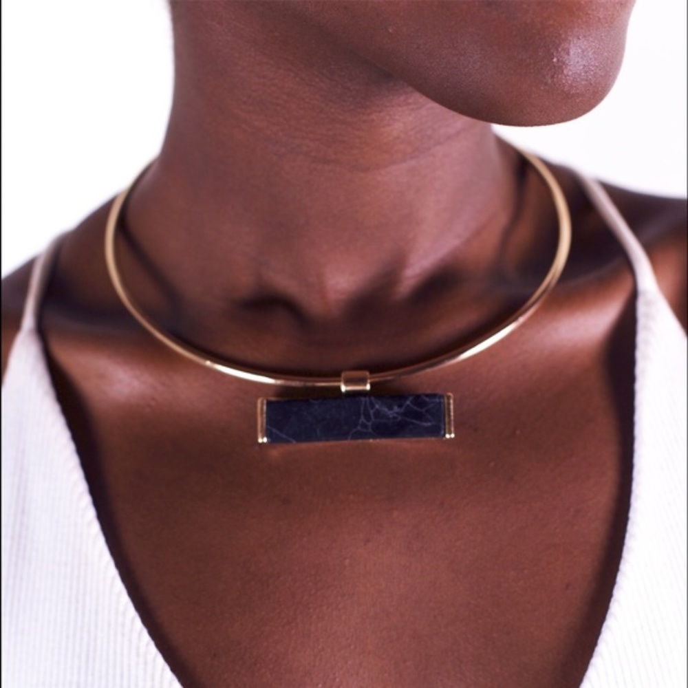 Modern Gray Marbled Stone Choker- N1177B